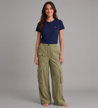 Barbour Pantalón de lino Rowane verde