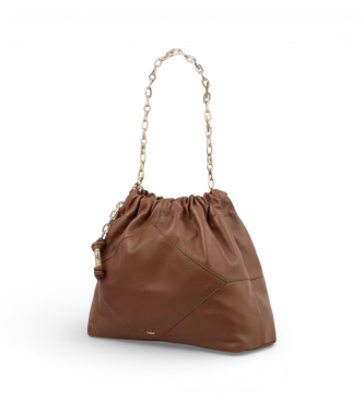 BA&SH Mala de m�o em pele castanha June