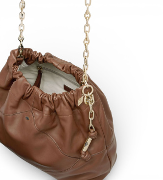 BA&SH Mala de m�o em pele castanha June