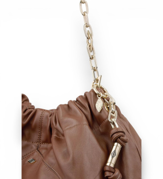 BA&SH Mala de m�o em pele castanha June