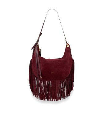 BA&SH Bolsa de Couro Fringes com franjas bordô