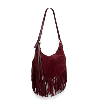 BA&SH Bolsa de Couro Fringes com franjas bordô