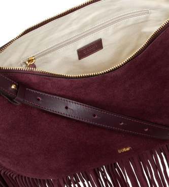 BA&SH Bolsa de Couro Fringes com franjas bordô