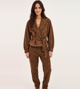 BA&SH veste en daim Manon marron