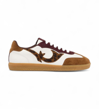 BA&SH Baskets en cuir lopard blanc