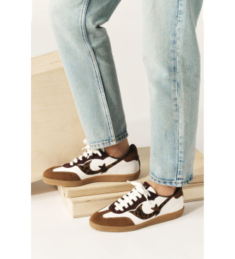 BA&SH Baskets en cuir lopard blanc