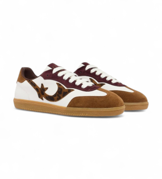 BA&SH Baskets en cuir lopard blanc