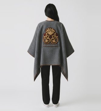 Bazar Deluxe Poncho med bælte grå