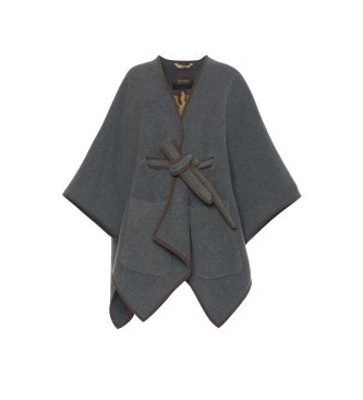 Bazar Deluxe Poncho med bælte grå