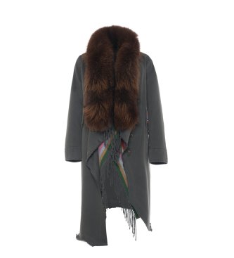 Bazar Deluxe Abrigo con pelo irregular gris