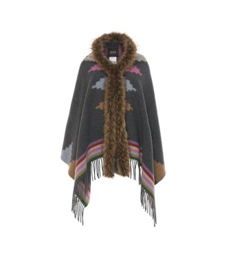 Bazar Deluxe Poncho mit grauem Fell