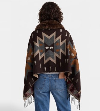 Bazar Deluxe Poncho con pelo marrone