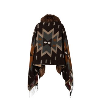 Bazar Deluxe Poncho con pelo marrone