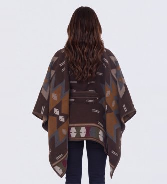 Bazar Deluxe Poncho mit braunem Muster