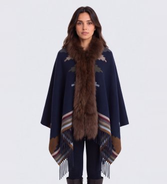 Bazar Deluxe Blauer Stola-Poncho