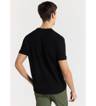 Bendorff Basic gebreid jacquard T-shirt met korte mouwen zwart
