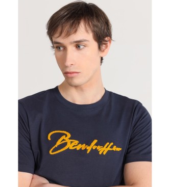 Bendorff Granatowa szenilowa koszulka basic z krótkim rękawem
