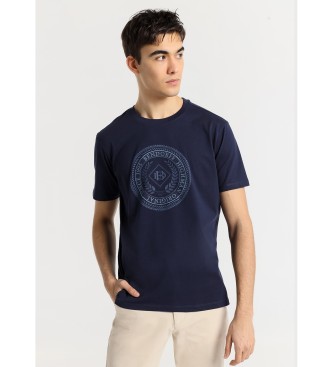 Bendorff T-shirt bsica de manga curta com logtipo bordado em azul-marinho