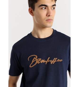 Bendorff Kortrmad T-shirt med logo i marinbl chenille