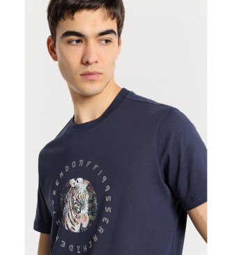 Bendorff Kortrmet t-shirt med marinebl zebragrafik