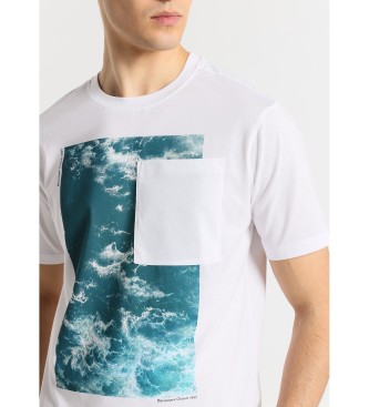 Bendorff T-shirt a maniche corte con grafica oceanica e taschino bianco