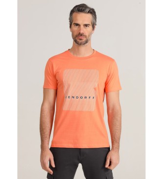 Bendorff Graficzna koszulka z krótkim rękawem i pomarańczowym haftem