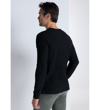 Bendorff Long sleeve black pique buttoned t-shirt