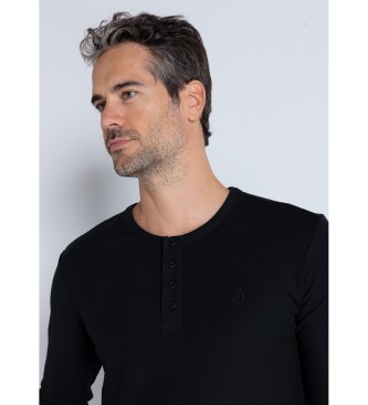 Bendorff T-shirt boutonn en piqu noir  manches longues