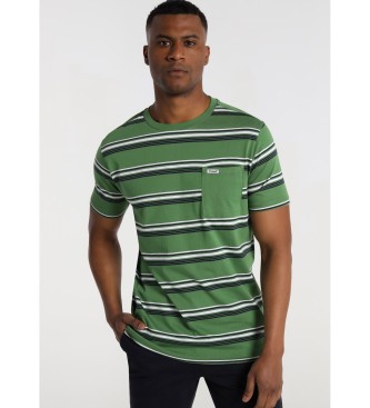 Bendorff T-shirt a righe verdi con taschino