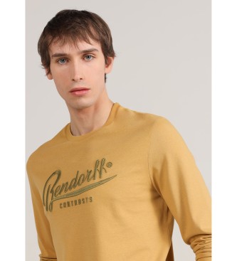 Bendorff T-shirt de manga comprida com bordado em relevo amarelo