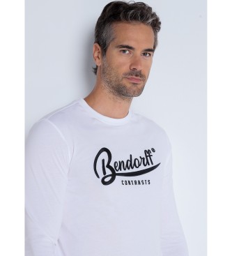 Bendorff Hvid T-shirt med broderet prgning og lange rmer