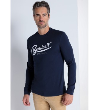 Bendorff Navy embossed embroidered long sleeve T-shirt