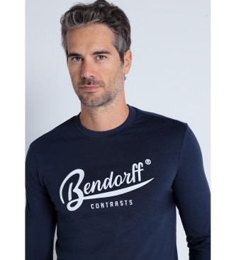 Bendorff Lngrmad T-shirt med broderad prgel i marinbl