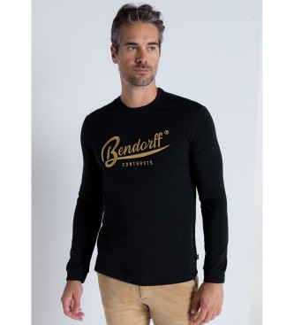 Bendorff Lngrmad T-shirt med prglade broderier svart