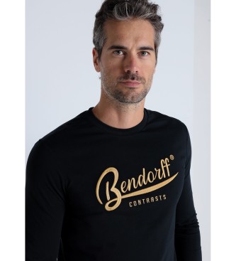 Bendorff Lngrmad T-shirt med prglade broderier svart