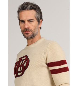 Bendorff Off-white Bdf chenille patch crew neck jumper, box-collared