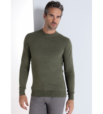 Bendorff Osnovni pulover s srednje zelenim ovratnikom