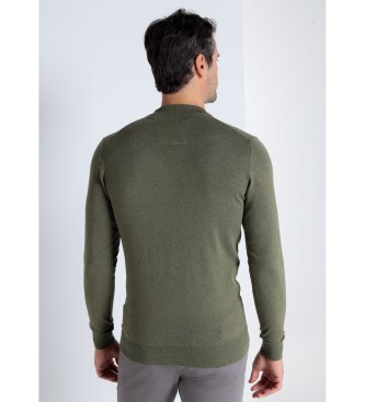 Bendorff Osnovni pulover s srednje zelenim ovratnikom