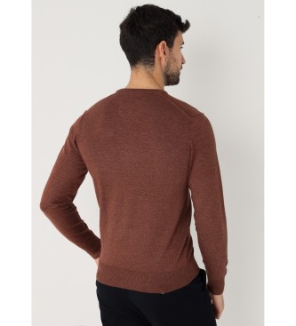 Bendorff Pull basique  col en V Logo brod marron