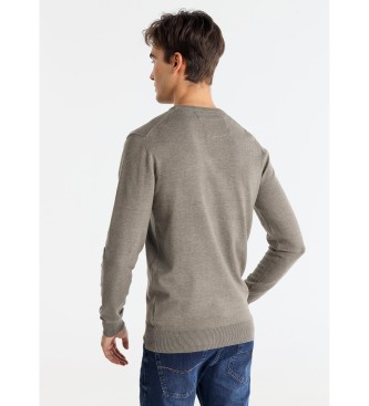 Bendorff Basic-Strickpullover mit grauem gesticktem Logo