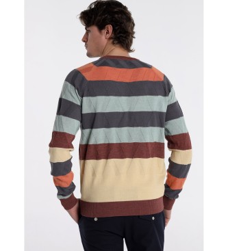 Bendorff Box neck sweater with multicolor contrasts