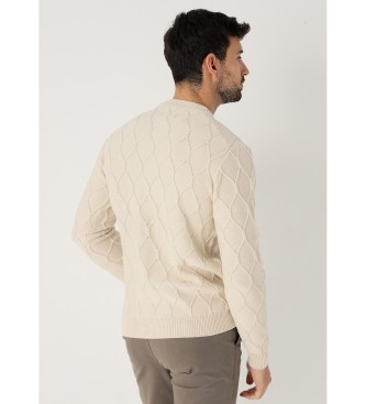 Bendorff Beigefarbener Strickpullover mit Gittermuster