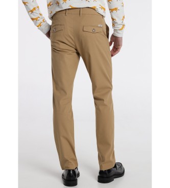 Bendorff Pantalon chino marron à taille moyenne, coupe slim, boxer