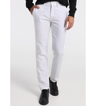 Bendorff Chino-byxor i vitt linne och bomull