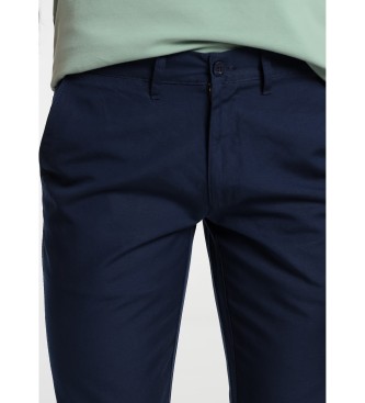 Bendorff Pantaloni chino in lino blu scuro