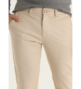 Bendorff Pantalon Chino Slim - Taille moyenne Textured Dobby beige