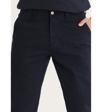 Bendorff Chino Slim Trousers - Medium Waist navy ribbed fabric