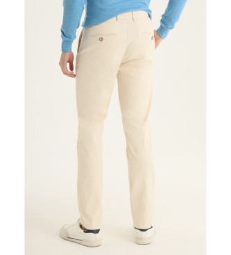 Bendorff Chino Slim Trousers - Medium Waisted beige ribbed fabric