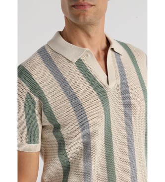 Bendorff Poloshirt korte mouw verticale strepen print beige