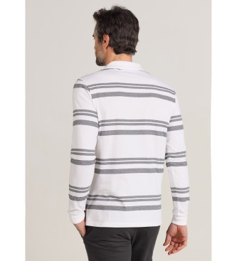 Bendorff Plo de manga comprida s riscas com gola em jacquard branco